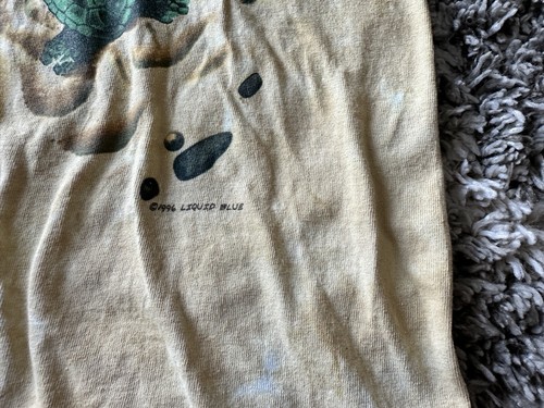 T-SHIRT VINTAGE BLU LIQUIDO TARTARUGHE MARINE DOP ANNI '90 taglia XL stampa tutto over - Foto 4 di 10