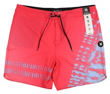HURLEY Phantom Block Party 2.0 Board Shorts sz 38 Bright Pink Blue Swimwear