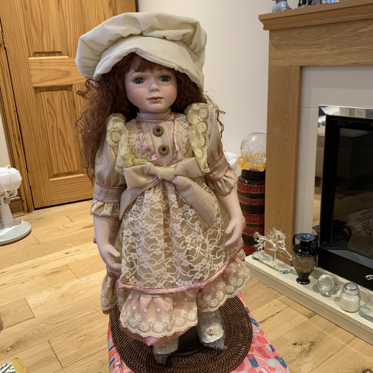NIGC Doll Collection Porcelain Doll with teddy - Doll 23” tall VGC