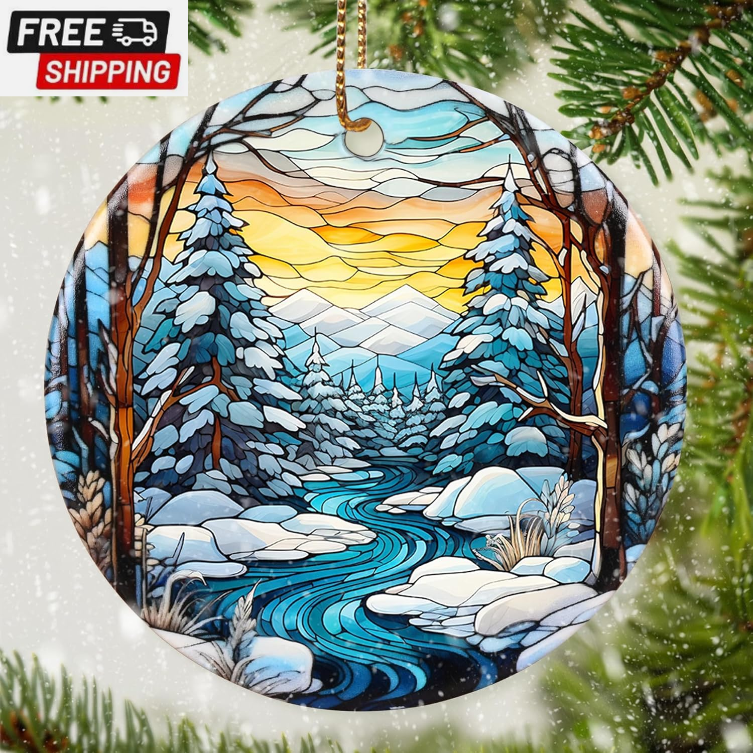 Christmas Ornaments,  Winter Landscape, Winter Sunrise, Christmas Decorations, O
