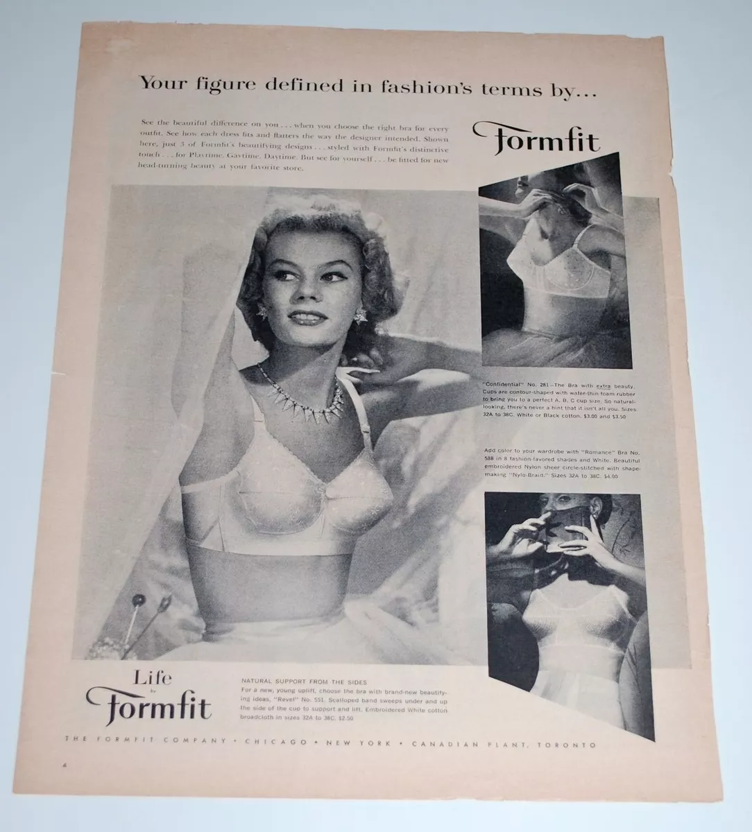 Vintage 1957 Life by Formfit Bras Lingerie Print Ad