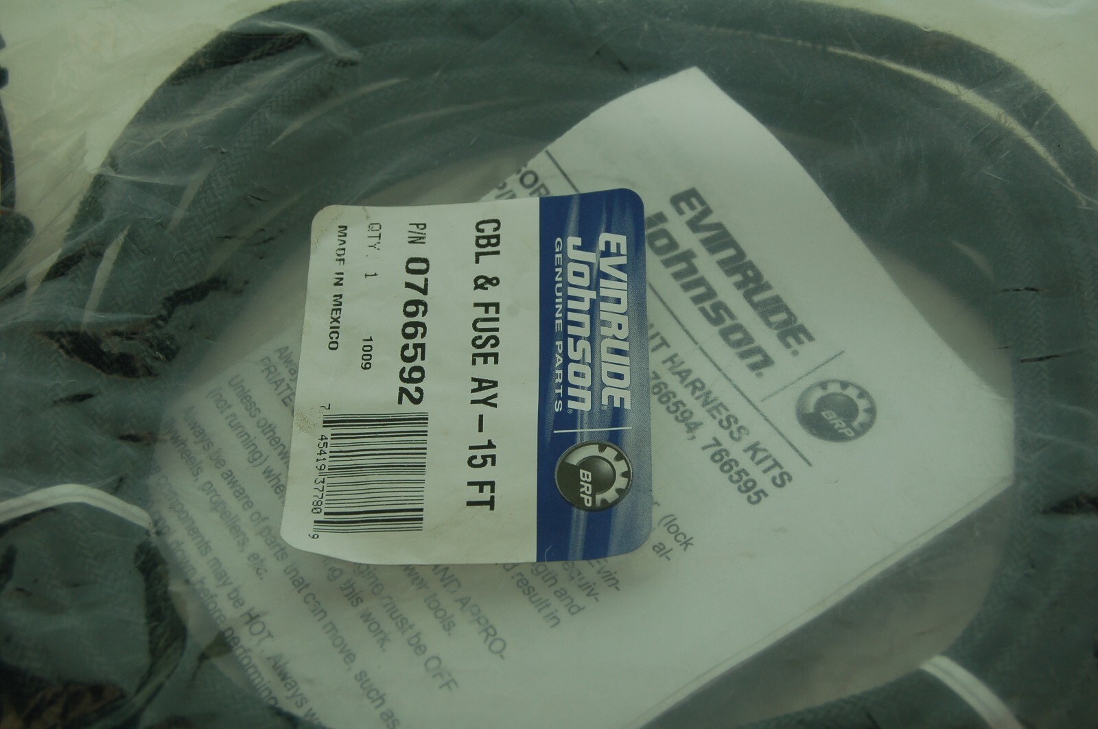 NEW GENUINE Evinrude Johnson 0766592 Cable and Fuse Assembly - 15 