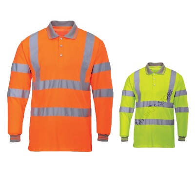 Hi Vis Polo T-Shirt High Visibility Reflective Tape Workwear Safety ...
