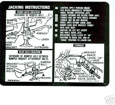 Calcomanía de instrucción Chevy II/NOVA 1971 Jack - Imagen 1 de 1
