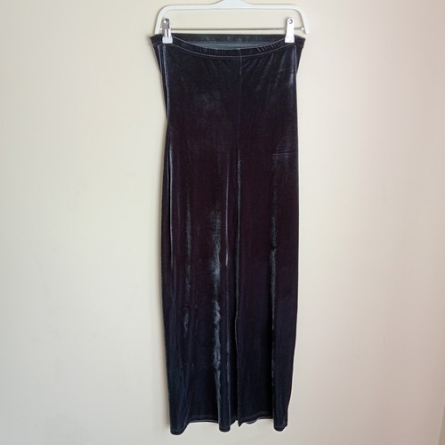 Vintage 90s Velvet Strapless Dress M Slate Glam Split Bodycon Party Y2K Aus Vtg - Picture 5 of 13