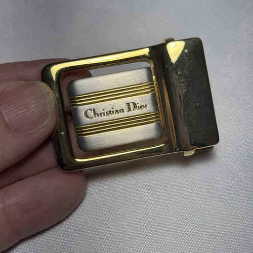 Ancienne boucle de ceinture Christian Dior ton or et argent pour ceinture étroite sympa !