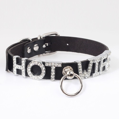 Necklace BDSM Gift Letter SISSY Chain Metal Leash Collar O Ring Choker Custom T6 - Picture 16 of 18