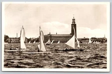 Vintage Stockholm Stadshuset Postcard with Sailing Boats - Sweden A348