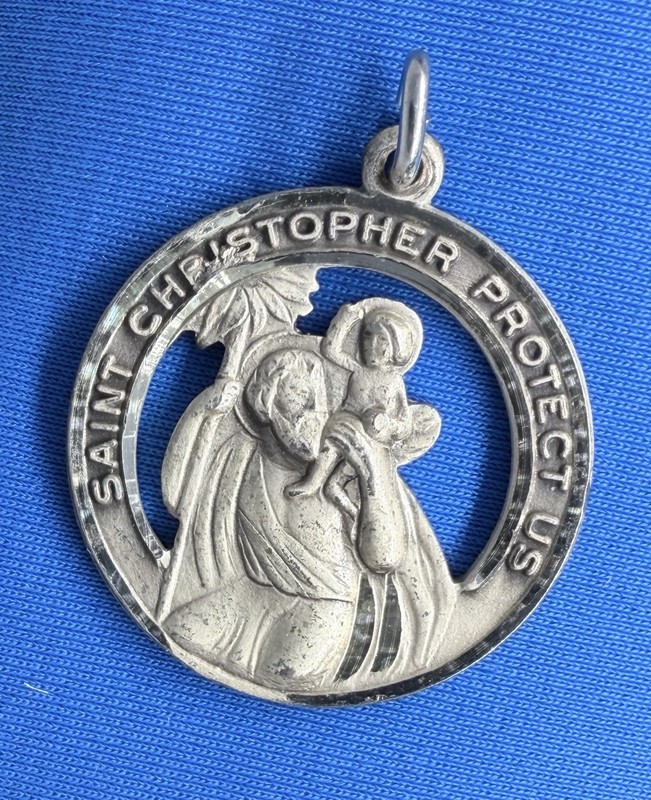 Vintage Sterling “St. Christopher Protect Us” Pendant