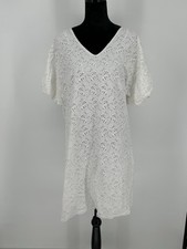 Lauren Ralph Lauren Dress Women's Sz 10 Lined Eyelet Lace Short Sleeved White B0