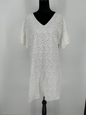 Lauren Ralph Lauren Dress Women's Sz 10 Lined Eyelet Lace Short Sleeved White B0