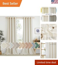 Natural Linen Curtains 84 inch Long 2 Panels Set, Grommet Top Thick Linen Bur...