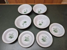 RARE Noritake Stoneware Green Mountain Flowers SET OF 8 BERRY & CEREAL BOWLS
