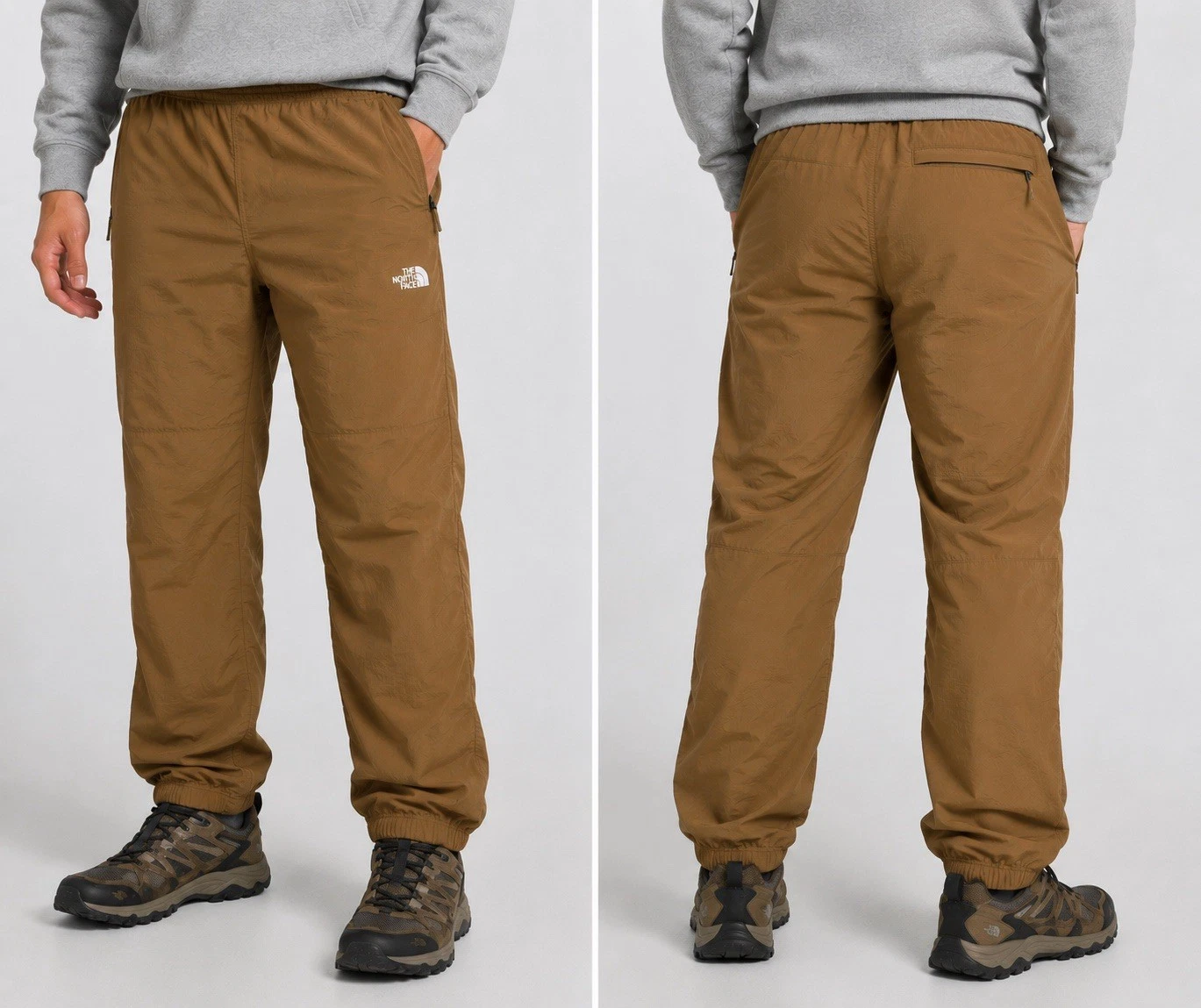 The North Face Nylon Hiking Pants Mens Medium Regular Brown Elastic Waist