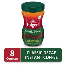 Folgers Classic Decaf Instant Coffee, 8-Ounce Jar NEW