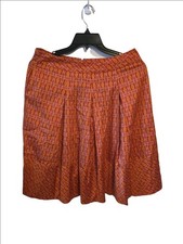 Talbots 100 Cotton A-Line Geometric Orange Skirt Women  s Size 10