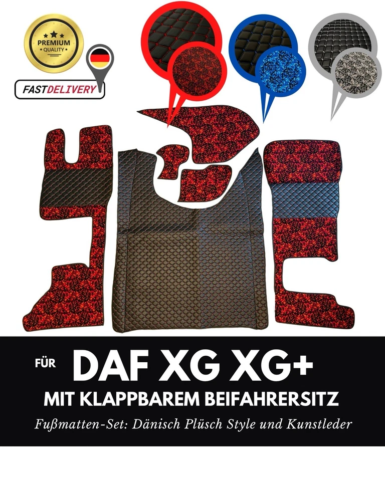 Tapis de sol pour DAF XG XG+ avec siège passager rabattable danois pluche - Photo 1/4