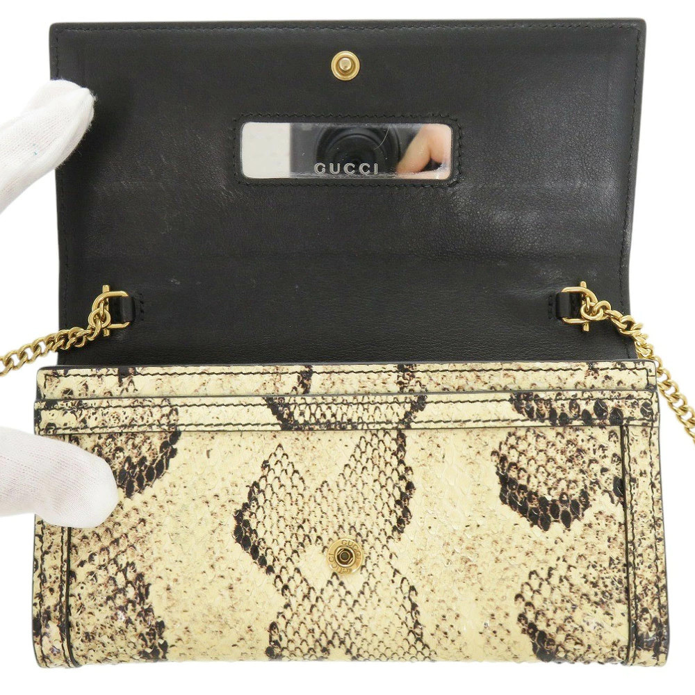 Gucci Python Chain Wall Beige M Used Python Leath… - image 5