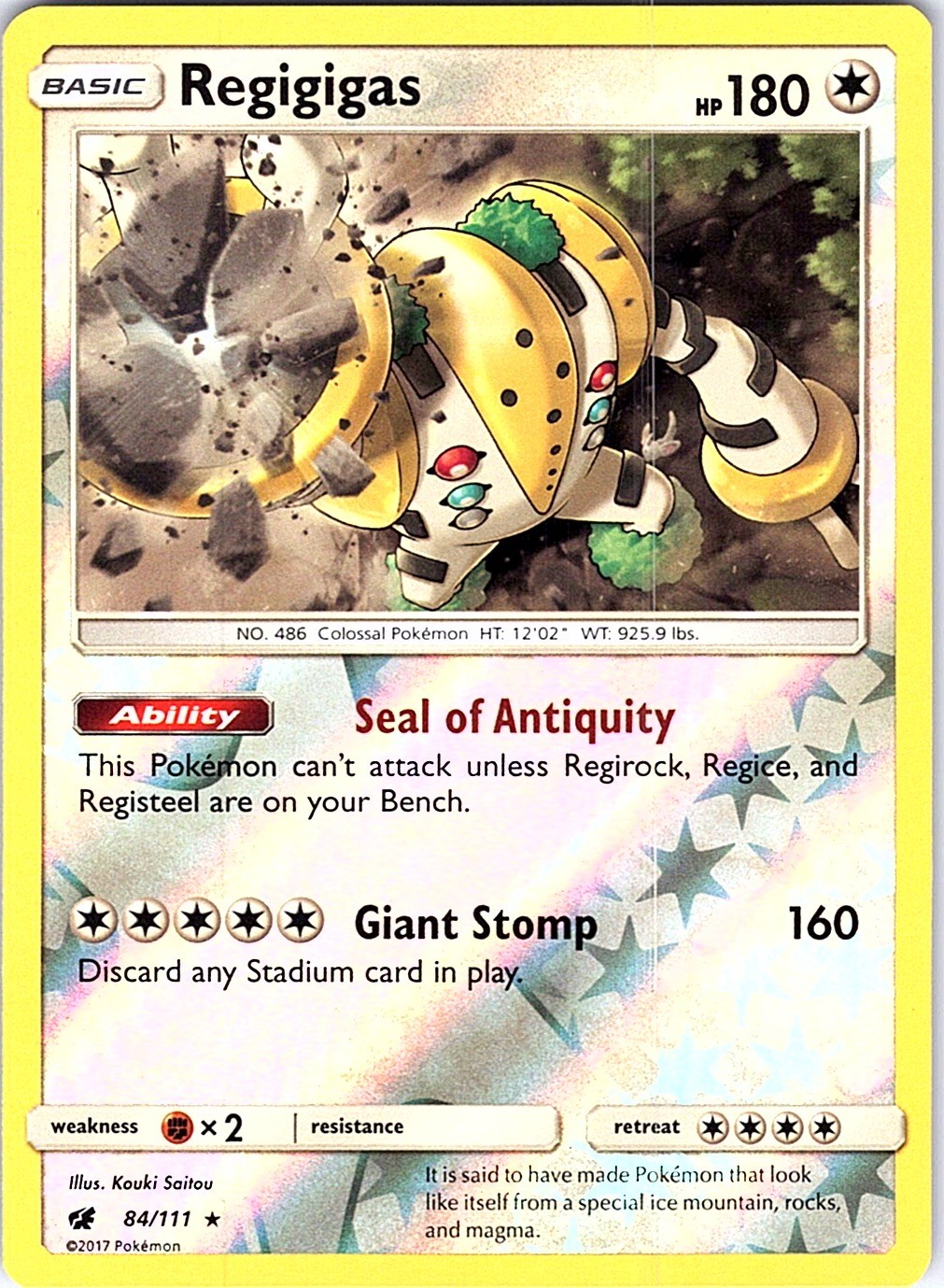Regigigas Reverse Holo Holo Rare SM - Crimson Invasion 84/111 NM