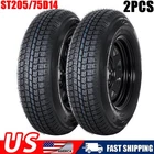 2pack ST205 75D14 Tire ST205/75D14 Trailer Tires with 14" Rims 5 Lug on 4.5"
