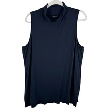 H By Halston Black Sleeveless Mock Neck Super Soft Stretchy Modal Blouse Size 1X