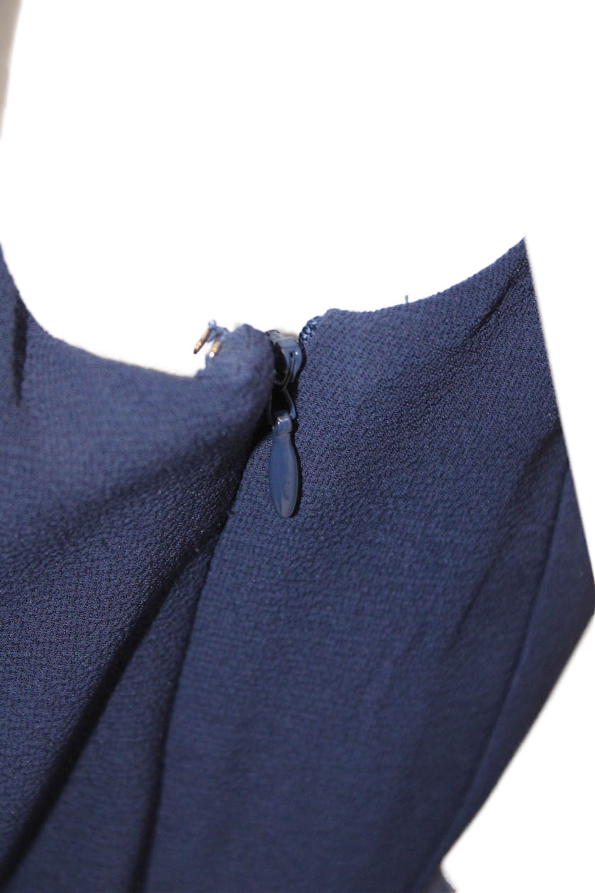 Michael Michael Kors Womens Belted Sleeveless Wide Leg Jumpsuit Navy Blue Size 0 thumbnail 3