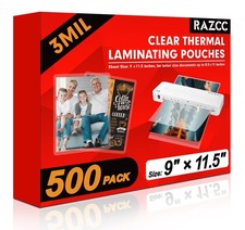 Laminating Sheets, 500 Pack Clear Thermal Laminating Plastic Paper Laminator ...