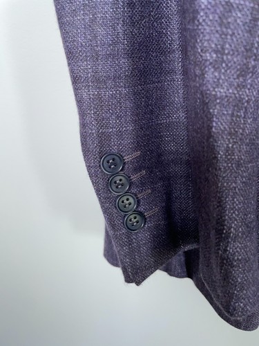 Canali Wool Silk Cashmere Sport Coat Men's US 54 (fits 48) Purple Check Pattern - Picture 11 of 17