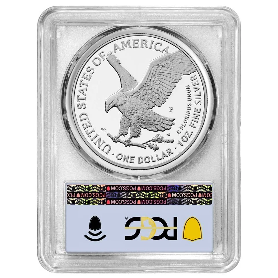 Preventa - Prueba 2025-P $1 American Silver Eagle Marine Corps Privado PCGS Foto 2 de 3