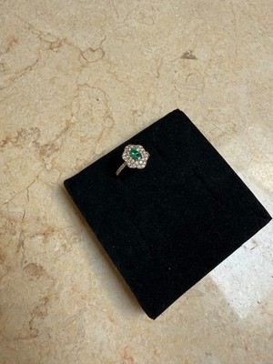 LeVian 14k Gold ring with Green center stone and accent pave