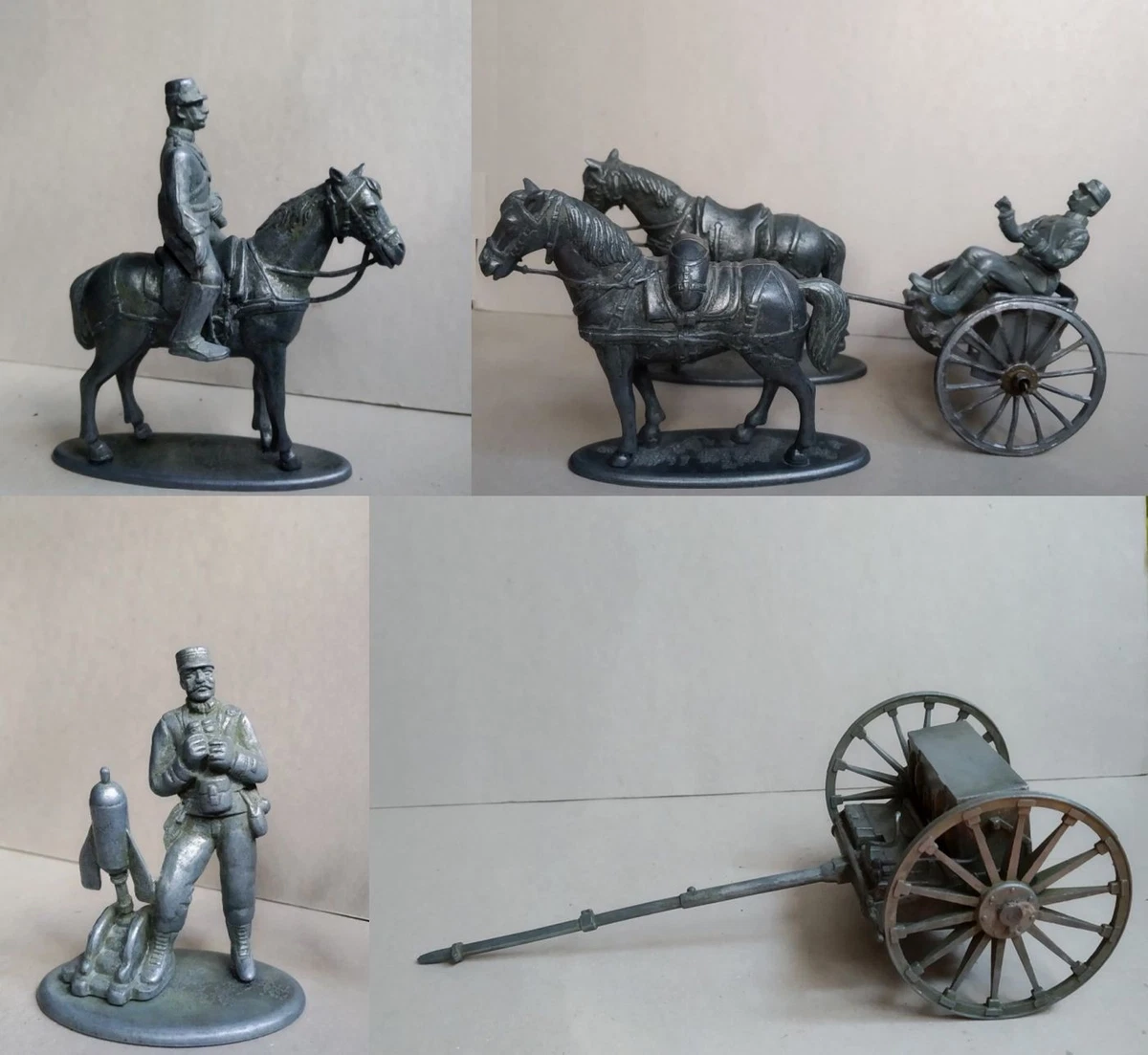 Ancien Soldat de plomb HEYDE Attelage Train d'artillerie avec canon fonctionnel