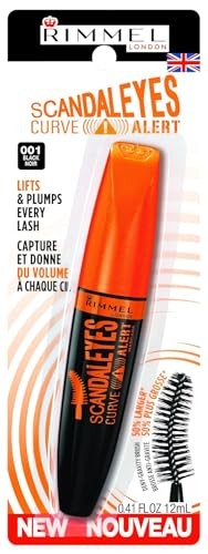 Rimmel Scandaleyes Curved Brush Mascara, Black, 0.41 Fl Oz (Pack of 1) - 第 5/5 張圖片