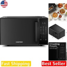 Sleek Black 0.9 Cu Ft Microwave, 900W - 10 Power Levels, 6 Presets, Safety Lock