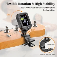 New Bee Rechargeable Clip-On Guitar Tuner 360° Color Screen