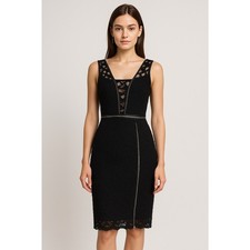 Yigal Azrouel Women's Sz Med Black Lace Illusion Sheath Dress Cocktail Dress USA