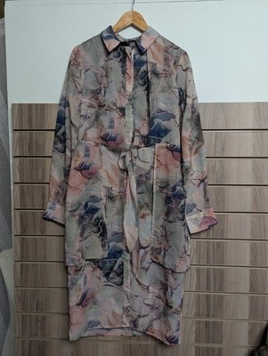 Lost Ink Lagenlook Kleid Damen Sommer Urlaub Luxus Blumen lang Knopf gefüttert 12