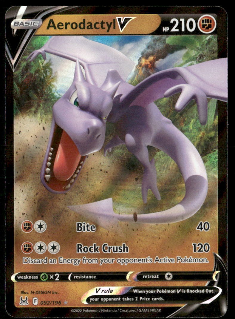 AERODACTYL V 092/196 HOLO V RARE LOST ORIGIN POKEMON NM