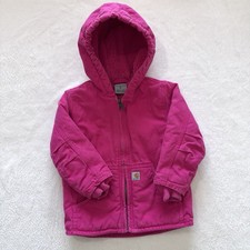 Carhartt Hooded Jacket Insulated Sherpa Lined Kids Toddler 3T Coat Full Zip Pink