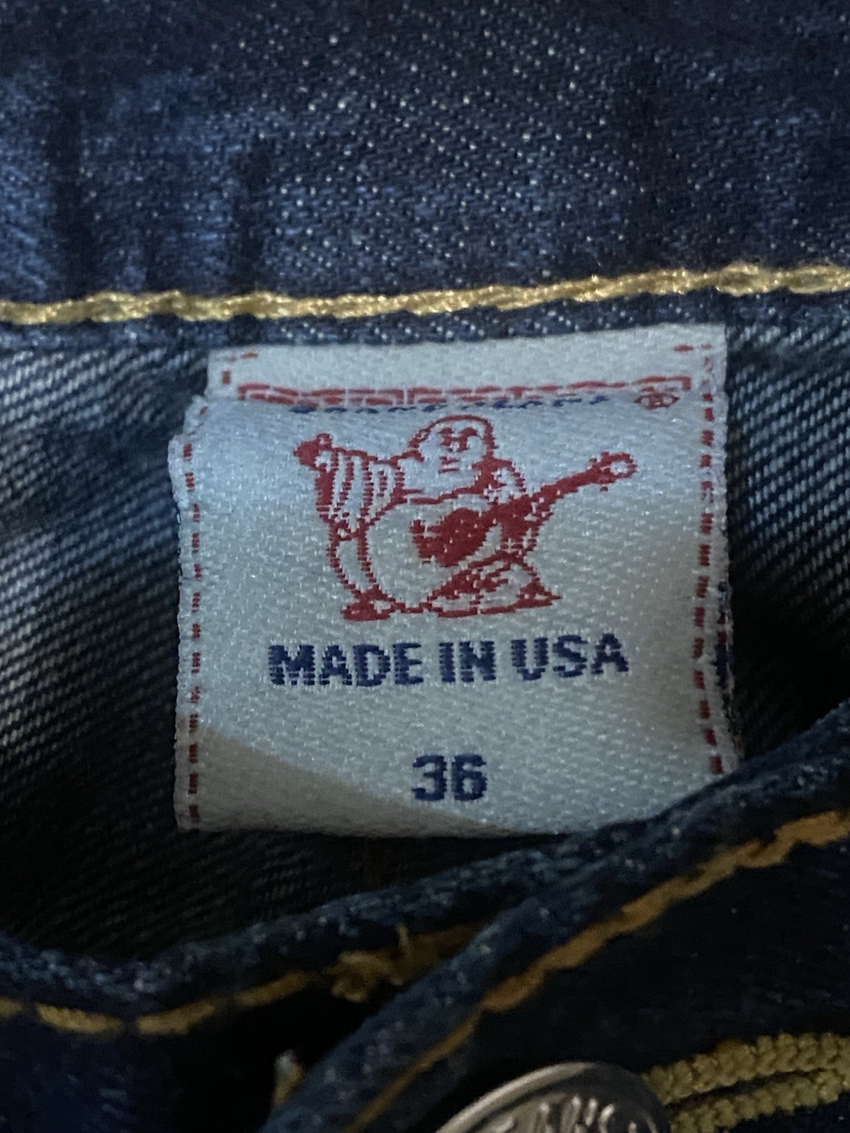 TRUE RELIGION Billy Big T Bootcut Jeans Blue Mens 36x32 Y2K Flap Pocket USA Made thumbnail 3