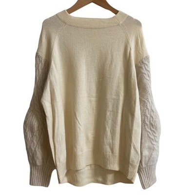 22AW Jena espace merveilleux Cable-trimmed knit pullover in Ivory Women USED