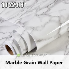 White Marble Peel and Stick Film Wallpaper Gray Marble Contact Paper 118"x23.6"