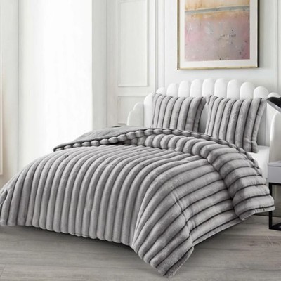 Tagesdecke Set Peri Überwurf Decke 3-Teilig 235 x 250 cm 2-Personen grau