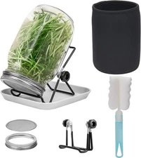 Lulonpon Sprouting Kit, One Pieces Seed Sprouting Jar Kit, Wide Mouth Quart Maso