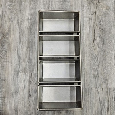 Chicago Metallic 4 Strap Bread Loaf Baking Pan metal storage made in USA