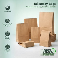 Nationwide Paper Strong Kraft Paper Bags Without Handles Takeaway Food Grocery
