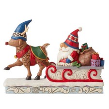 Jim Shore Reindeer Pulling Gnome Sled-6012954