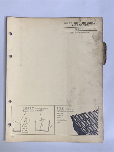 1954 John Deere P-175 Series Integral Disk Tiller Parts Catalog PC-419