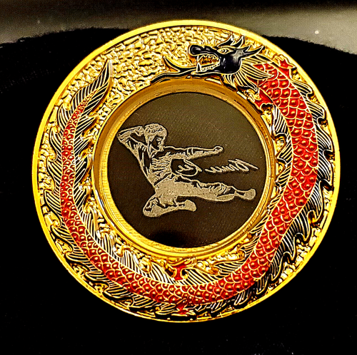 Bruce Lee See Through Coin Autografowany smok 3D Chińska gwiazda filmowa TV Vintage - Zdjęcie 1 z 12