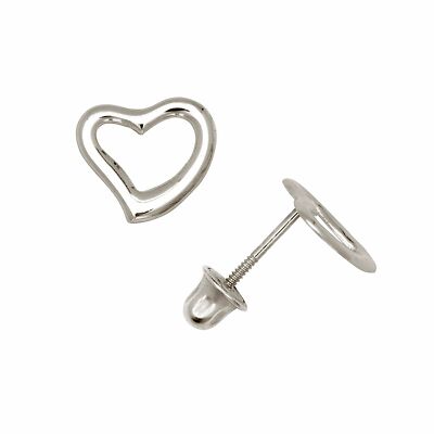 14K massives Gold 6mm zarter Heiligenschein Liebe offenes Herz Ohrstecker Schraubverschluss Ohrringe