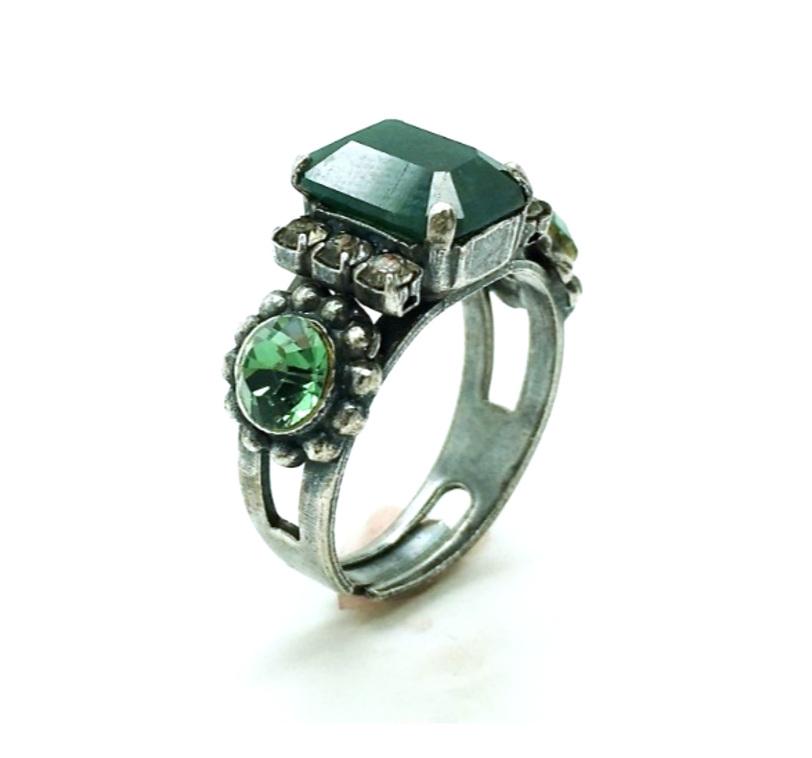 Mariana Ring Rectangular Jade Emerald Blue Green Swarovski Crystal Jewelry-image